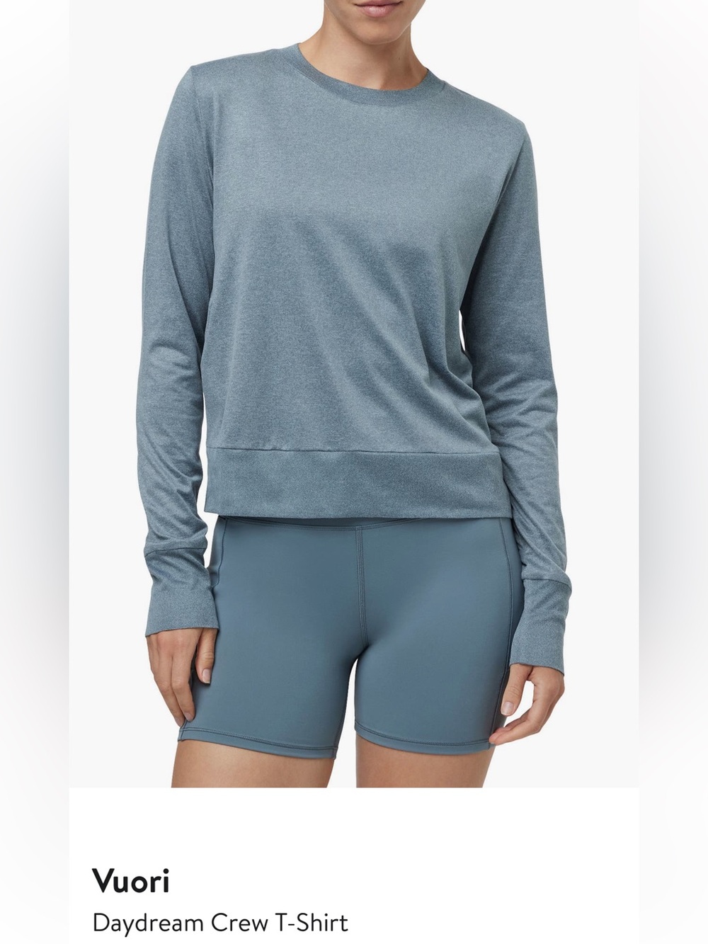 Vuori Heather Smoke Blue Heather Long Sleeve Performance Tee - size Large